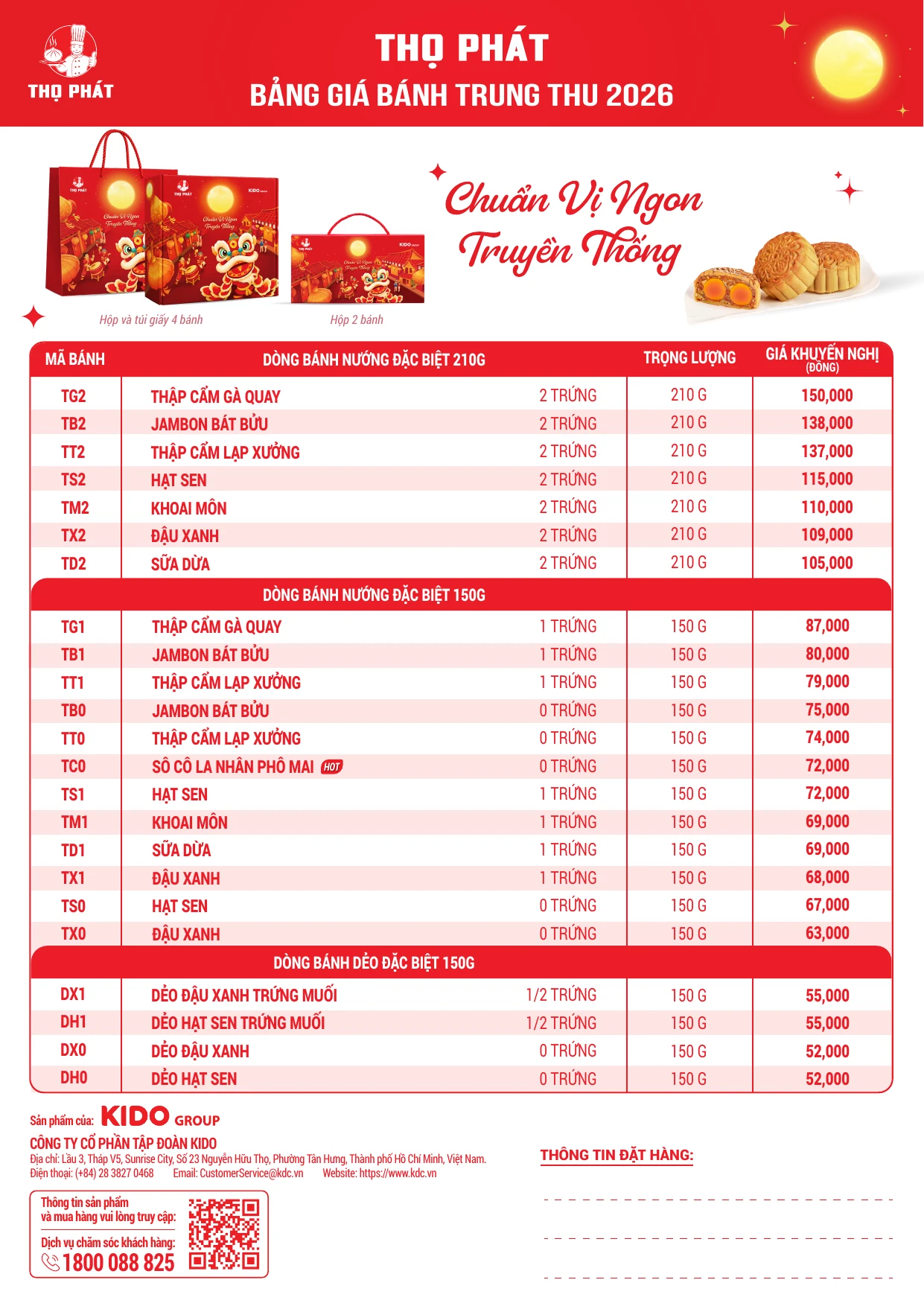 Bảng giá bánh trung thu Thọ Phát 2026 – trang 2/2